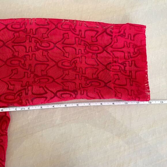 Alfred Dunner Semi-Sheer Red Button Down Blouse, 3/4 Sleeve, Anchors, Cruise L - Picture 11 of 14